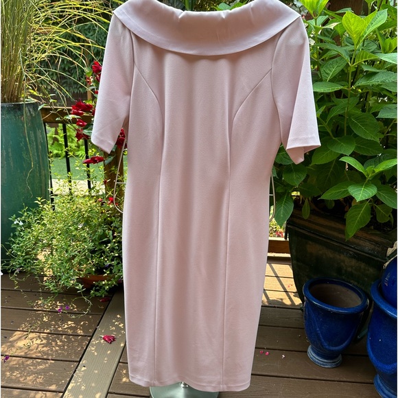 White House Black Market blush color crepe dress with satin collar. new. - Picture 5 of 5